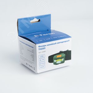 Фонарь светодиодный налобный аккумуляторный 3w 1COB USB IP44 пластик - фото 5