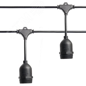 Изображение товара Гирлянда Белт-Лайт Евро на подвесах 25 м 50 патронов Е27 IP65 черный (м)