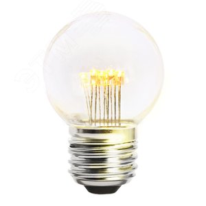 Лампа светодиодная LED 1вт Е27 прозрачный 2700К шар LB-378 FERON - 3