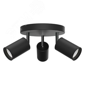 Изображение товара Светильник ДБО 3хGU10 без ламп наклонный на круглом основании черный (шт)