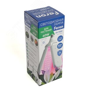 Лампа светодиодная LED 40вт Е27 для растений и рассады 4 лепестка трансформер - фото 9