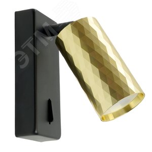 Изображение товара Светильник ДБО GU10 без лампы наклонный с выключателем золото черный (шт)