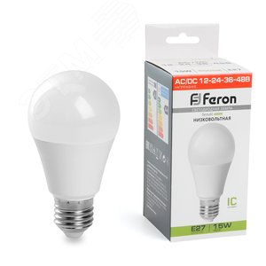 Лампа светодиодная низковольтная LED 15вт 12-24-36-48в Е27 белый LB-194 48730 FERON