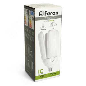 Лампа светодиодная LED 70вт Е27 белый 4 лепестка трансформер - фото 11