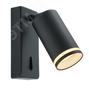 Светильник ДБО GU10 без лампы наклонный с выключателем черный - фото 2