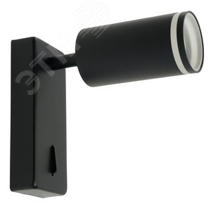 Светильник ДБО GU10 без лампы наклонный с выключателем черный - фото 3