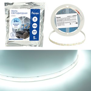 Изображение товара Лента светодиодная 22Вт/м 24В 6000К IP20 240LED/м LS503 (шт)