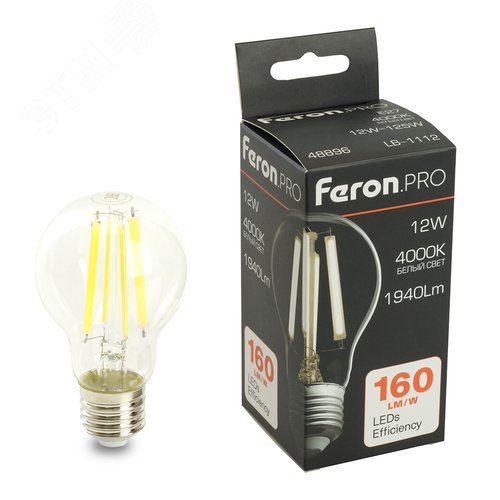 Лампа светодиодная LED 12вт Е27 белый FILAMENT .PRO - фото 1