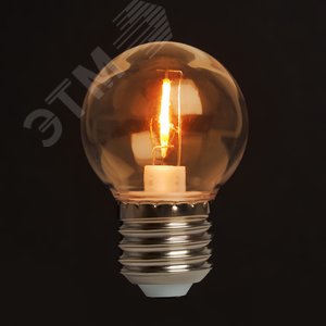 Лампа светодиодная LED 2вт Е27 оранжевый шар филамент LB-383 48932 FERON - 3