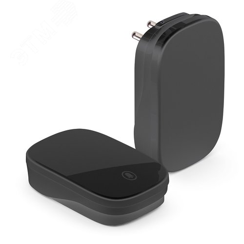 Изображение товара Звонок электрический беспроводной (клавиша и база в розетку) радиочастотный 433MHz черный Feron (шт)