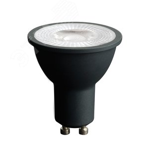 Лампа светодиодная LED 7вт 230в GU10 теплый с линзой 38 град черный корпус PRO - фото 1