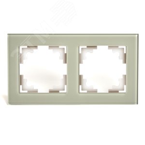 Рамка двухместная горизонтальная, стекло, серия Катрин, дымчатый Stekker