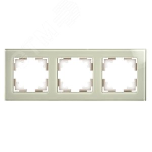 Рамка трехместная горизонтальная, стекло, серия Катрин, дымчатый Stekker