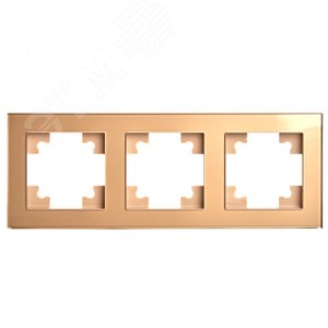 Рамка трехместная горизонтальная, стекло, серия Катрин, золото Stekker