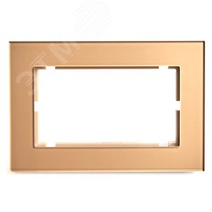 Рамка двухместная без перемычки, стекло, серия Катрин, золото Stekker