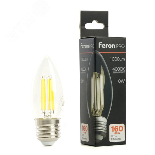 Лампа светодиодная LED 8вт Е27 белый свеча FILAMENT .PRO - фото 8
