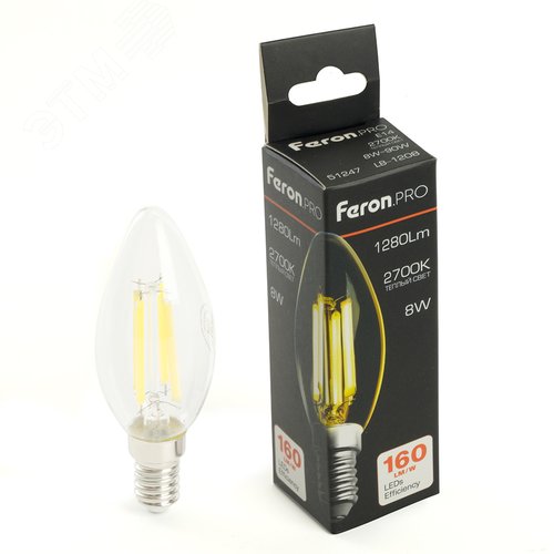 Лампа светодиодная LED 8вт Е14 теплый свеча FILAMENT .PRO - фото 1