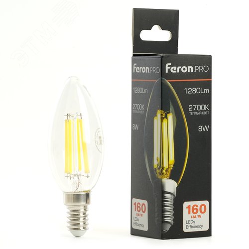 Лампа светодиодная LED 8вт Е14 теплый свеча FILAMENT .PRO - фото 8