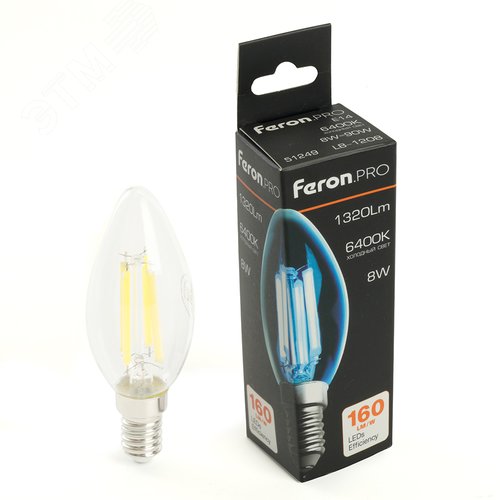 Лампа светодиодная LED 8вт Е14 дневной свеча FILAMENT .PRO - фото 1