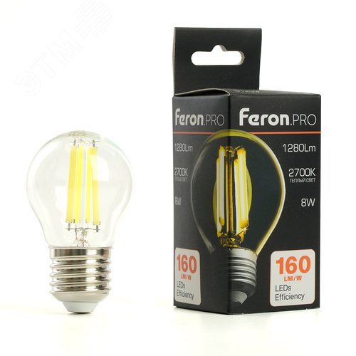 Лампа светодиодная LED 8вт Е27 теплый шар FILAMENT .PRO - фото 8