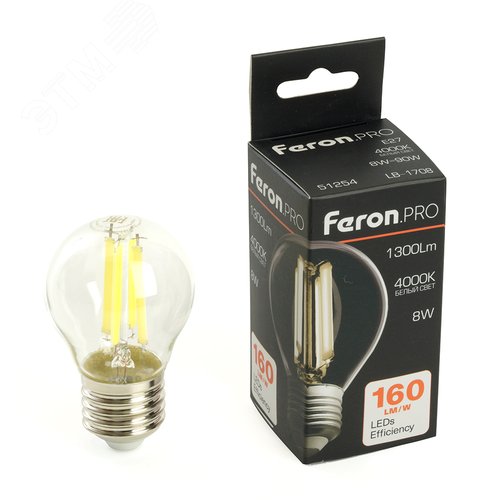Лампа светодиодная LED 8вт Е27 белый шар FILAMENT .PRO - фото 1