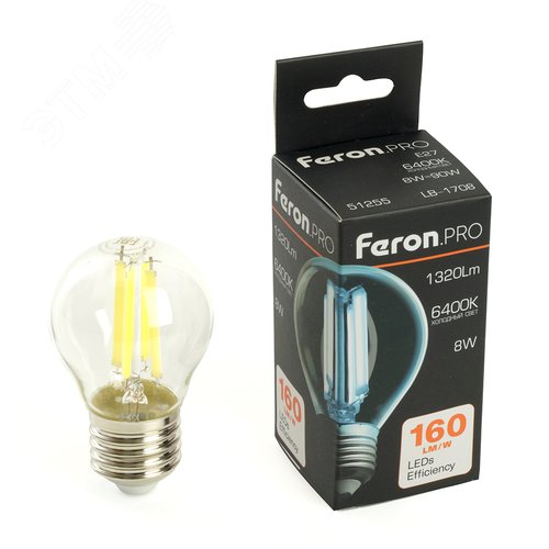 Лампа светодиодная LED 8вт Е27 дневной шар FILAMENT .PRO - фото 1