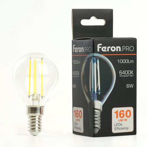 Лампа светодиодная LED 6вт Е14 дневной шар FILAMENT .PRO - фото 8