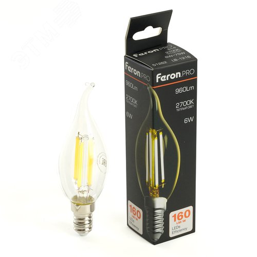 Лампа светодиодная LED 6вт Е14 теплый свеча на ветру FILAMENT .PRO - фото 1