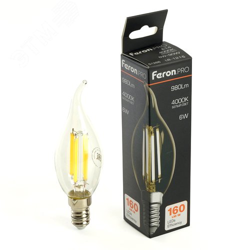 Лампа светодиодная LED 6вт Е14 белый свеча на ветру FILAMENT .PRO - фото 1