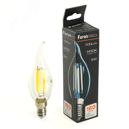 Лампа светодиодная LED 6вт Е14 дневной свеча на ветру FILAMENT .PRO - фото 1