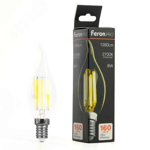 Лампа светодиодная LED 8вт Е14 теплый свеча на ветру FILAMENT .PRO - фото 8
