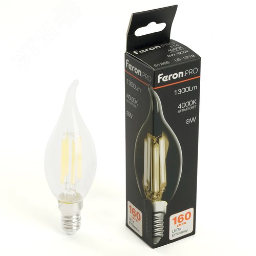 Лампа светодиодная LED 8вт Е14 белый свеча на ветру FILAMENT .PRO - фото 1