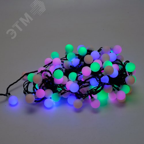 Гирлянда линейная Шарики LED мультиколор 12 м черный шнур - фото 5