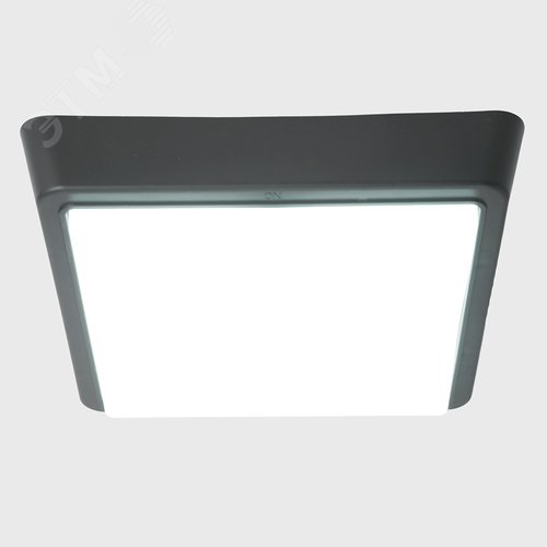 Светильник светодиодный ДБО-15w 6500К 1200 Лм квадратный черный - фото 2