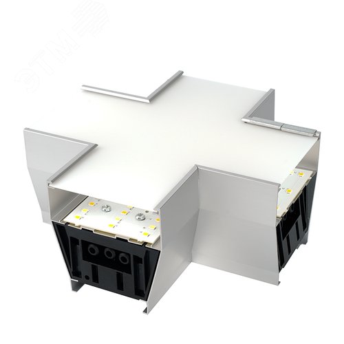 Светильник-конектор X-образный для AL4036 6w 3000/4000/6400К 660Лм с переключением цветовой температуры рассеиватель матовый в алюминиевом корпусе серебро серия RetailRay - фото 1