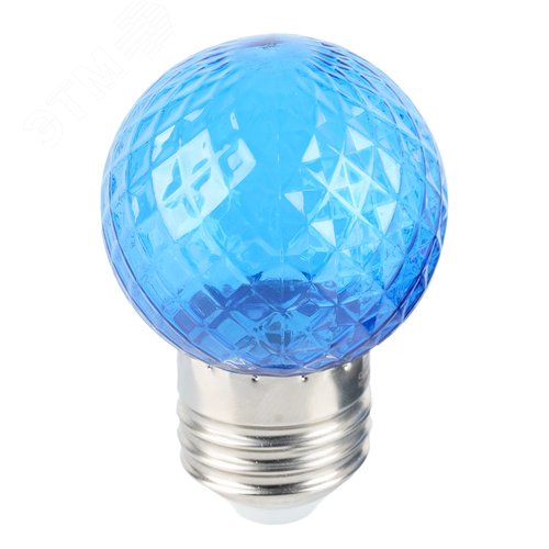 Лампа светодиодная LED 1вт Е27 синий прозрачный шар - фото 2