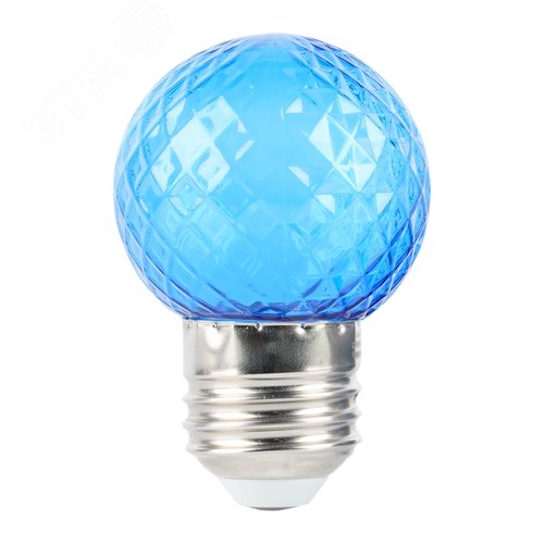 Лампа светодиодная LED 1вт Е27 синий прозрачный шар - фото 3
