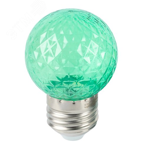 Лампа светодиодная LED 1вт Е27 зеленый прозрачный шар - фото 2