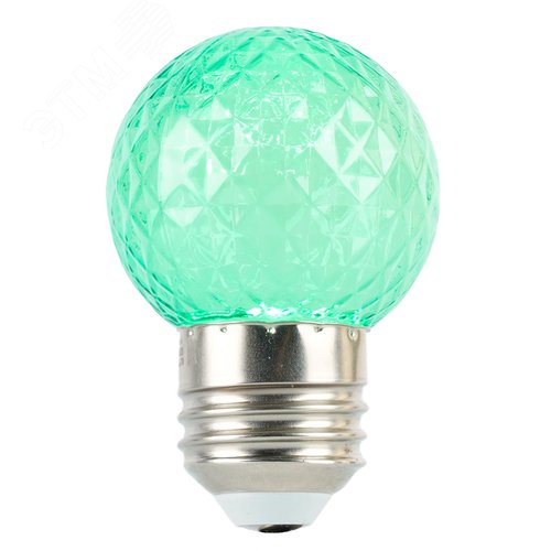 Лампа светодиодная LED 1вт Е27 зеленый прозрачный шар - фото 3