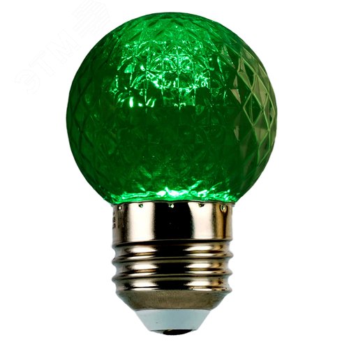 Лампа светодиодная LED 1вт Е27 зеленый прозрачный шар - фото 4