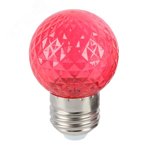 Лампа светодиодная LED 1вт Е27 красный прозрачный шар - фото 2