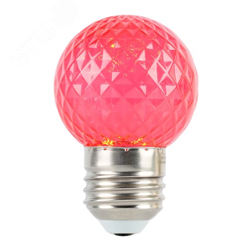 Лампа светодиодная LED 1вт Е27 красный прозрачный шар - фото 3