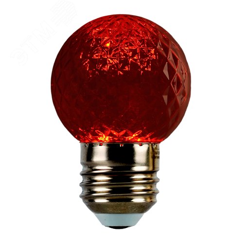 Лампа светодиодная LED 1вт Е27 красный прозрачный шар - фото 4