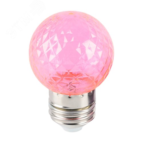 Лампа светодиодная LED 1вт Е27 розовый прозрачный шар - фото 3