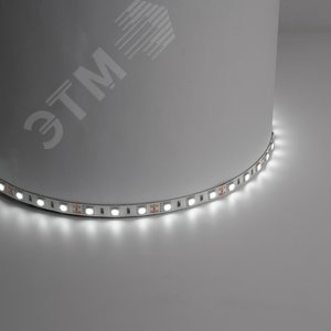 Лента светодиодная LEDх60/м 5м 14.4w/m 12в IP65 тепло-белый/на белом основании