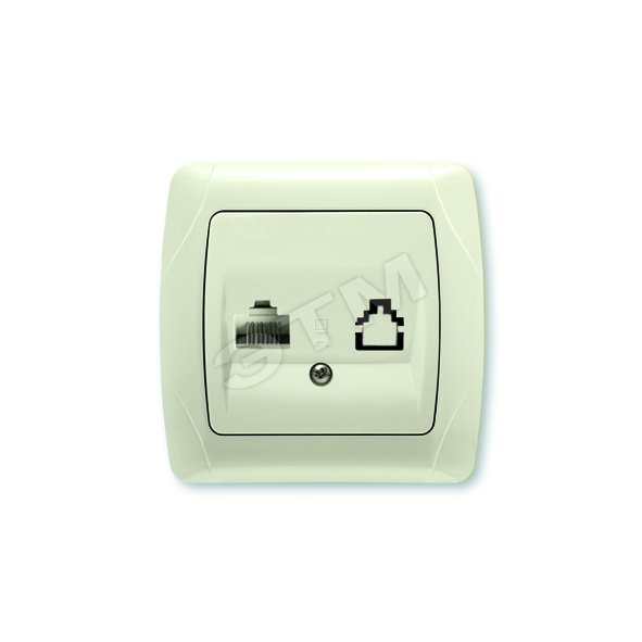 Изображение товара CARMEN Розетка компьютерная RJ45 скрытая 1 модуль в сборе бежевая (шт)