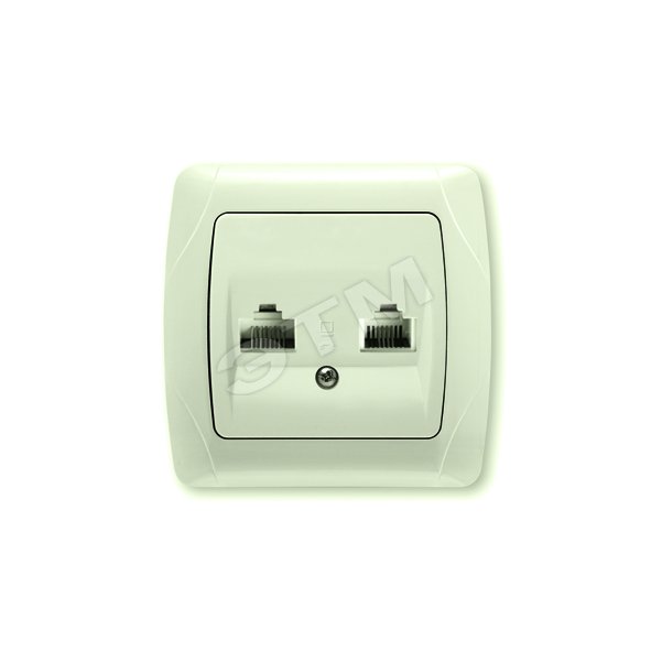 Изображение товара CARMEN Розетка телефонная+компьютерная (RJ45 CAT5E-RJ11) скрытая в сборе бежевая (шт)