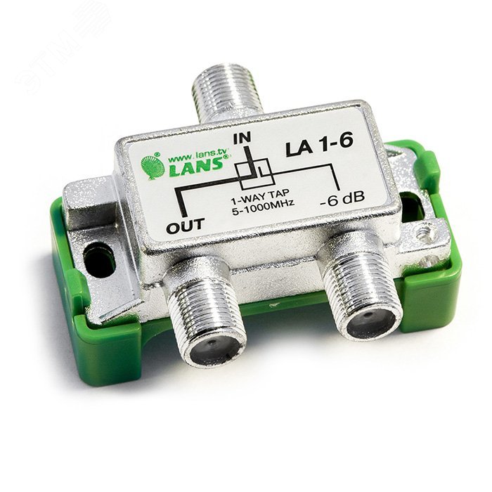 Изображение товара Ответвитель для кабельного телевидения 1 отвод 6 дБ монтаж внутри помещений
