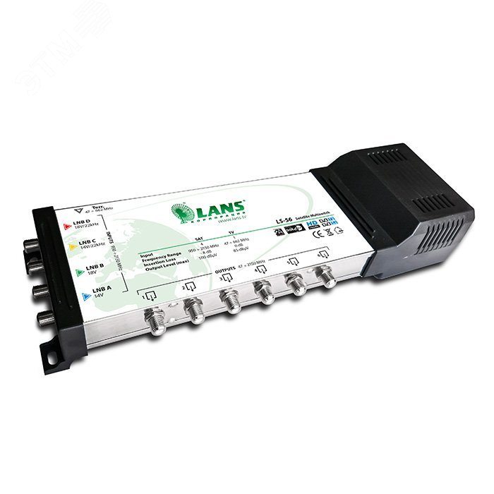 Изображение товара Переключатель 5х6 с ТВ входом активный LANS LS 56, распределитель для спутникового и эфирного сигна