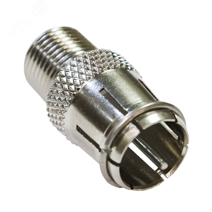 Изображение товара Переходник F-гнездо на F-штекер прямой LANS, конструкция из латуни, серебристый цвет